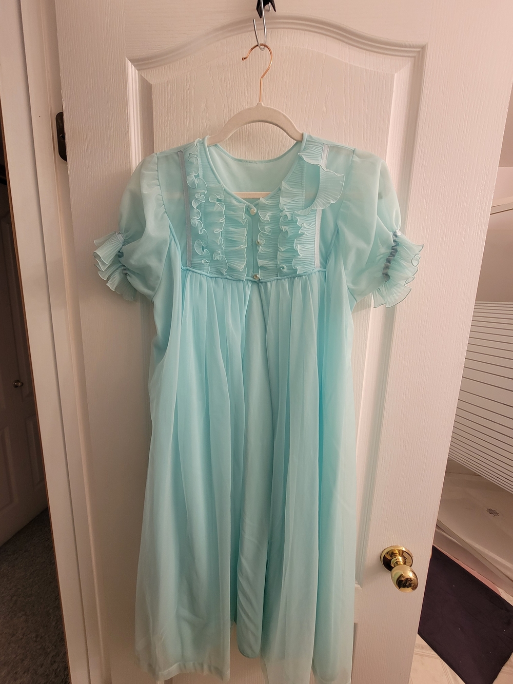 Light Aqua Ruffle Nightgown - Classic Sleepwear